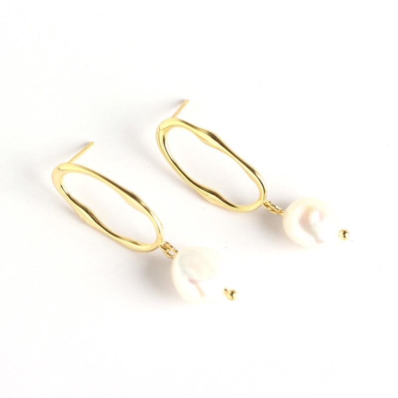 Baroque Natural Pearl 925 Sterling Silver Dangle Earrings