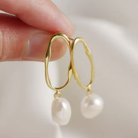 Baroque Natural Pearl 925 Sterling Silver Dangle Earrings
