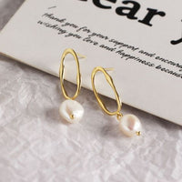 Baroque Natural Pearl 925 Sterling Silver Dangle Earrings