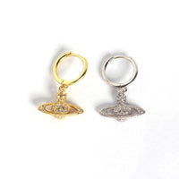 Holiday Crystal Planet Sterling Silver Hoop Earrings