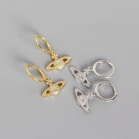 Holiday Crystal Planet Sterling Silver Hoop Earrings