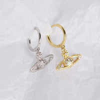 Holiday Crystal Planet Sterling Silver Hoop Earrings