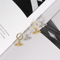 Holiday Crystal Planet Sterling Silver Hoop Earrings
