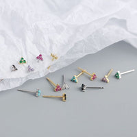 Mini Crystal Lucky Three-Leaf Clover Stud Earrings