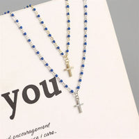 Holy Crystal Cross Beads Sterling Silver Necklace
