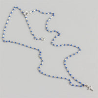 Holy Crystal Cross Beads Sterling Silver Necklace