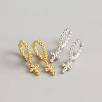 Holy Beads Cross Hoop Earrings in 925 Sterling Silver