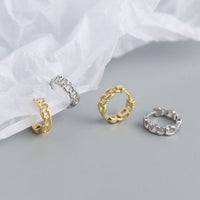 Hollow Chain 925 Sterling Silver Huggie Hoop Earrings