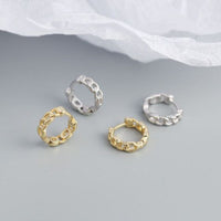 Hollow Chain 925 Sterling Silver Huggie Hoop Earrings