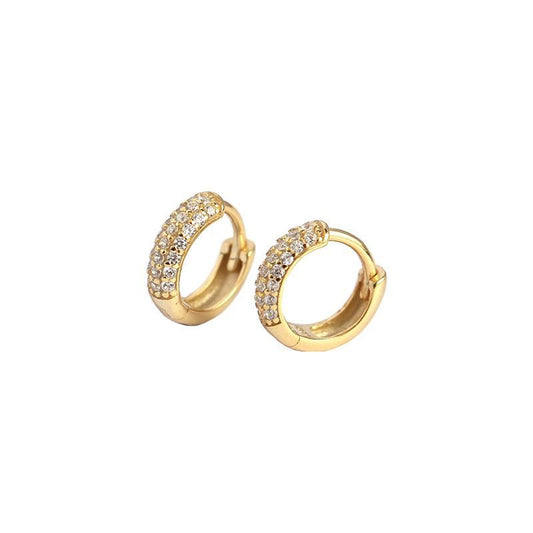 Office CZ Lines 925 Sterling Silver Huggie Hoops