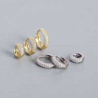 Office Crystal Lines 925 Sterling Silver Huggie Hoops
