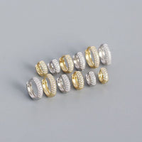 Office Crystal Lines 925 Sterling Silver Huggie Hoops