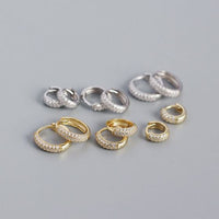 Office Crystal Lines 925 Sterling Silver Huggie Hoops