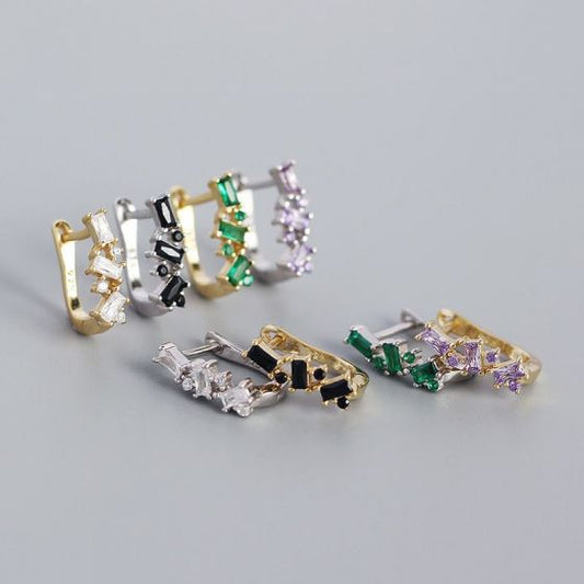 U-Shape CZ 925 Sterling Silver Hoop Earrings