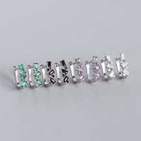 U-Shape Crystal 925 Sterling Silver Hoop Earrings