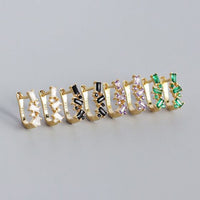 U-Shape Crystal 925 Sterling Silver Hoop Earrings