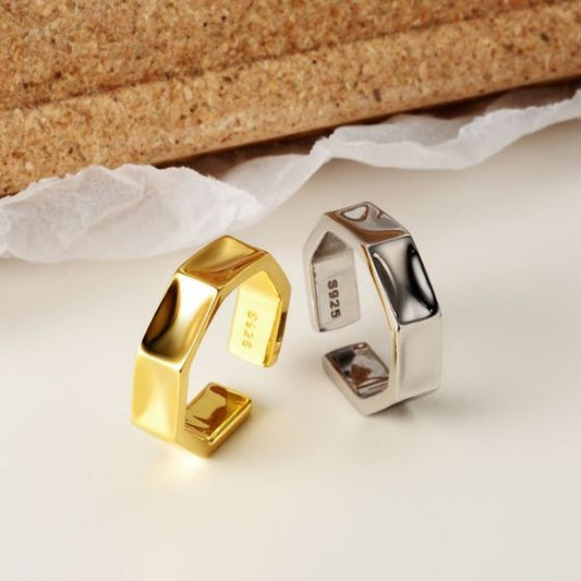 Modern Geometry Sterling Silver Adjustable Ring