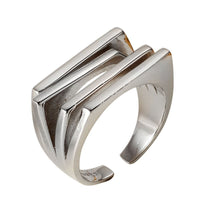 Simple Geometry Multi-Layer 925 Sterling Silver Adjustable Ring