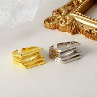 Simple Geometry Multi-Layer 925 Sterling Silver Adjustable Ring