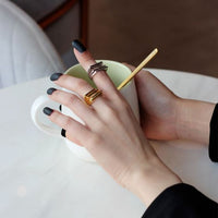 Simple Geometry Multi-Layer 925 Sterling Silver Adjustable Ring