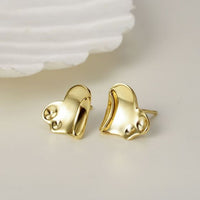 Irregular Heart 925 Sterling Silver Stud Earrings