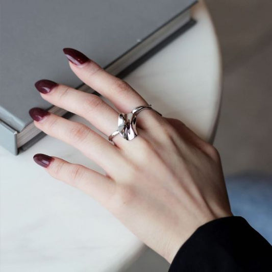 Folding Paper 925 Sterling Silver Adjustable Ring