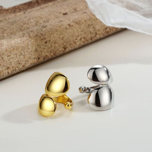 Irregular Double Layer 925 Sterling Non-Pierced Earring (Single)