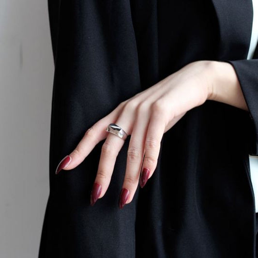 Geometry Rectangle 925 Sterling Silver Adjustable Ring