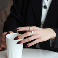 Geometry Rectangle 925 Sterling Silver Adjustable Ring