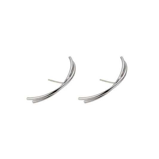Semicircle Cross 925 Sterling Silver Stud Earrings