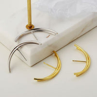Semicircle Cross 925 Sterling Silver Stud Earrings