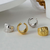 Irregular Lava Circle Non-Pierced Earring, 925 Sterling Silver (Single)