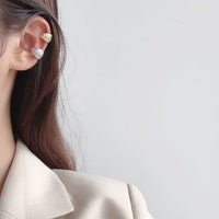 Irregular Lava Circle Non-Pierced Earring, 925 Sterling Silver (Single)