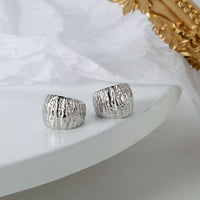Irregular Lava Circle Non-Pierced Earring, 925 Sterling Silver (Single)