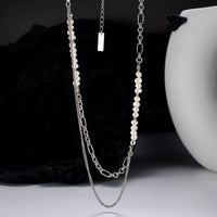 Double Layer Natural Pearl Necklace in 925 Sterling Silver