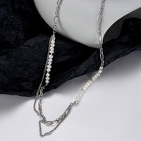 Double Layer Natural Pearl Necklace in 925 Sterling Silver