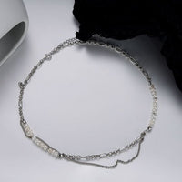 Double Layer Natural Pearl Necklace in 925 Sterling Silver