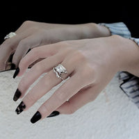 Irregular Crystal 925 Sterling Silver Adjustable Ring