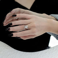 Irregular Crystal 925 Sterling Silver Adjustable Ring