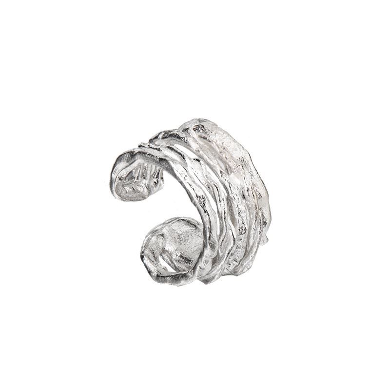 Irregular Winding Non-Pierced Earring, 925 Sterling Silver (Single)