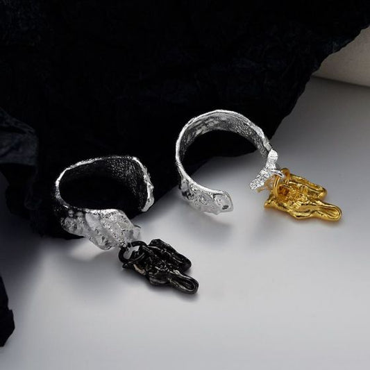 Modern Irregular Stone Tassel Adjustable Ring