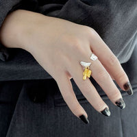 Modern Irregular Stone Tassel Adjustable Ring