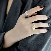 Modern Irregular Stone Tassel Adjustable Ring