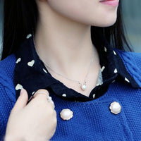 Natural White Pearl Elk Necklace in 925 Sterling Silver