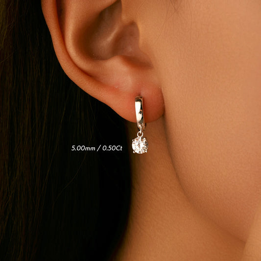 D Color Moissanite Silver Hoop Earrings