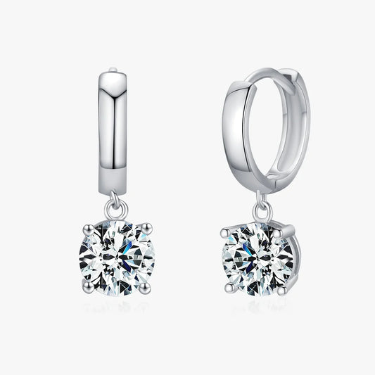 D Color Moissanite Silver Hoop Earrings