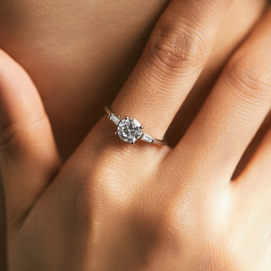 Classic Moissanite Ring in Sterling Silver