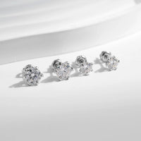 Sterling Silver 1 Carat D Color Moissanite Stud Earrings