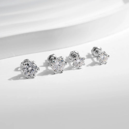 Sterling Silver 1 Carat D Color Moissanite Stud Earrings