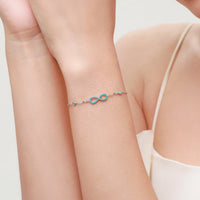Sterling Silver Turquoise Infinity Chain Bracelet